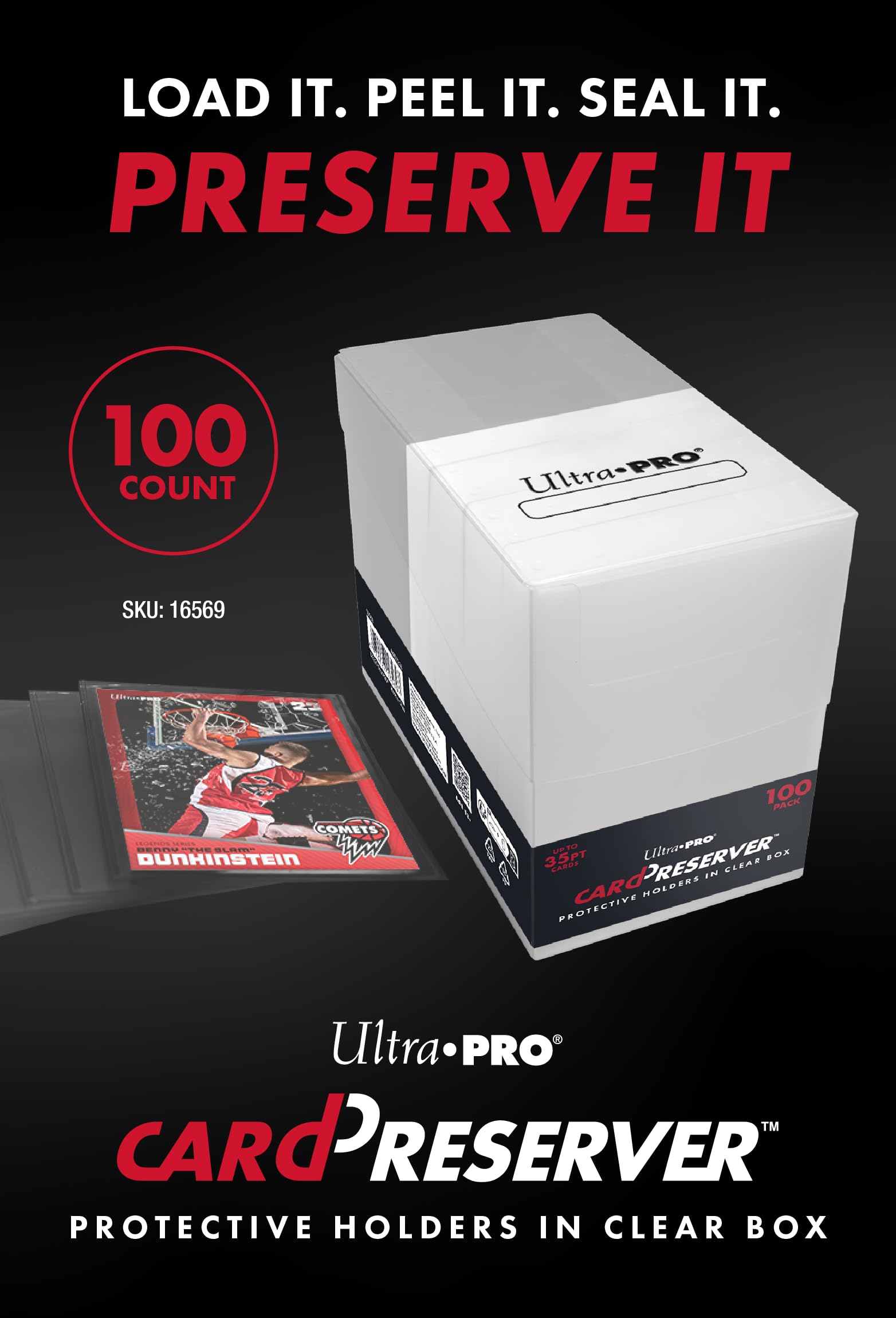Ultra PRO - CardPreserver 100ct dans une boîte transparente | Rangement de cartes d'archivage | Support semi-rigide | Rabat refermable | Protection de cartes à collectionner Sports, MTG, Sports