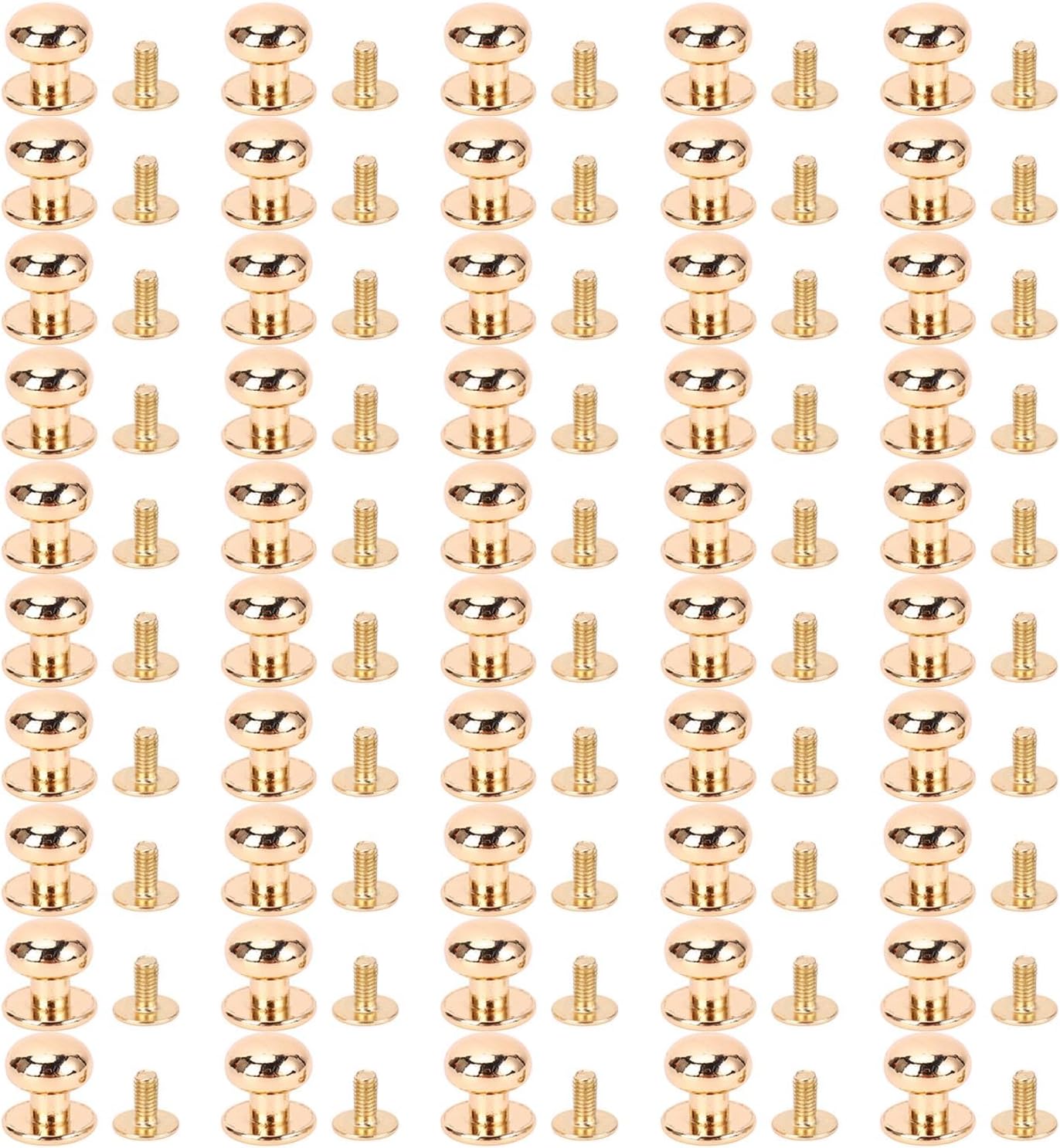 Ball Head Stud Rivets ZINC Alloy Multifunctional Screw Back Decorative Rivets 50 Sets HIGH Hardness for Handbags (Gold)