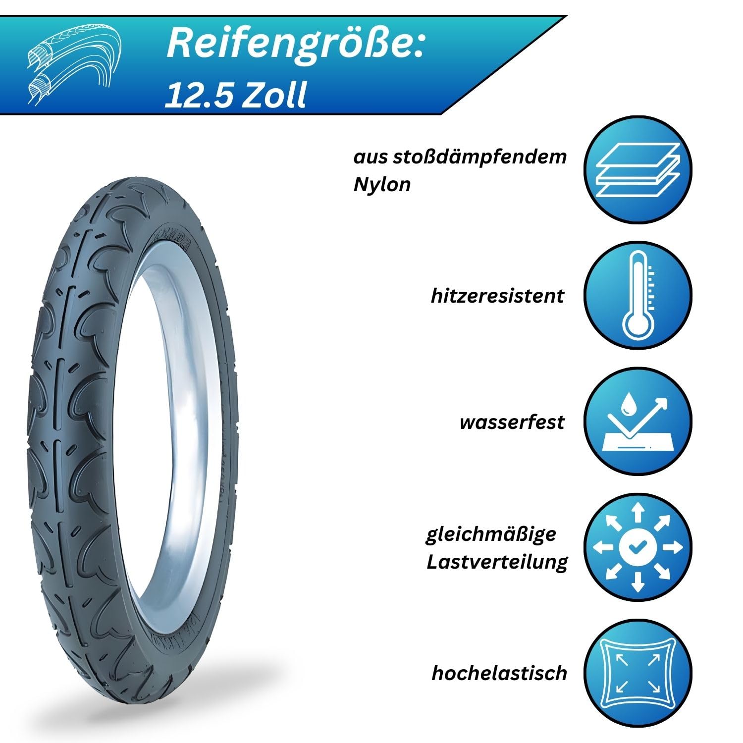 Kenda K909A - Set di 2 pneumatici per bicicletta, 12,5 pollici, 12,5 x 1,75 (47 – 203) – 12,5 pollici, per passeggino, scooter, bicicletta per bambini – Kenda K909A