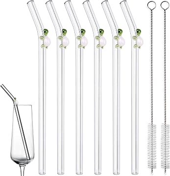 Turtle Straws Glass Drinking Straws (Pack of 6)
