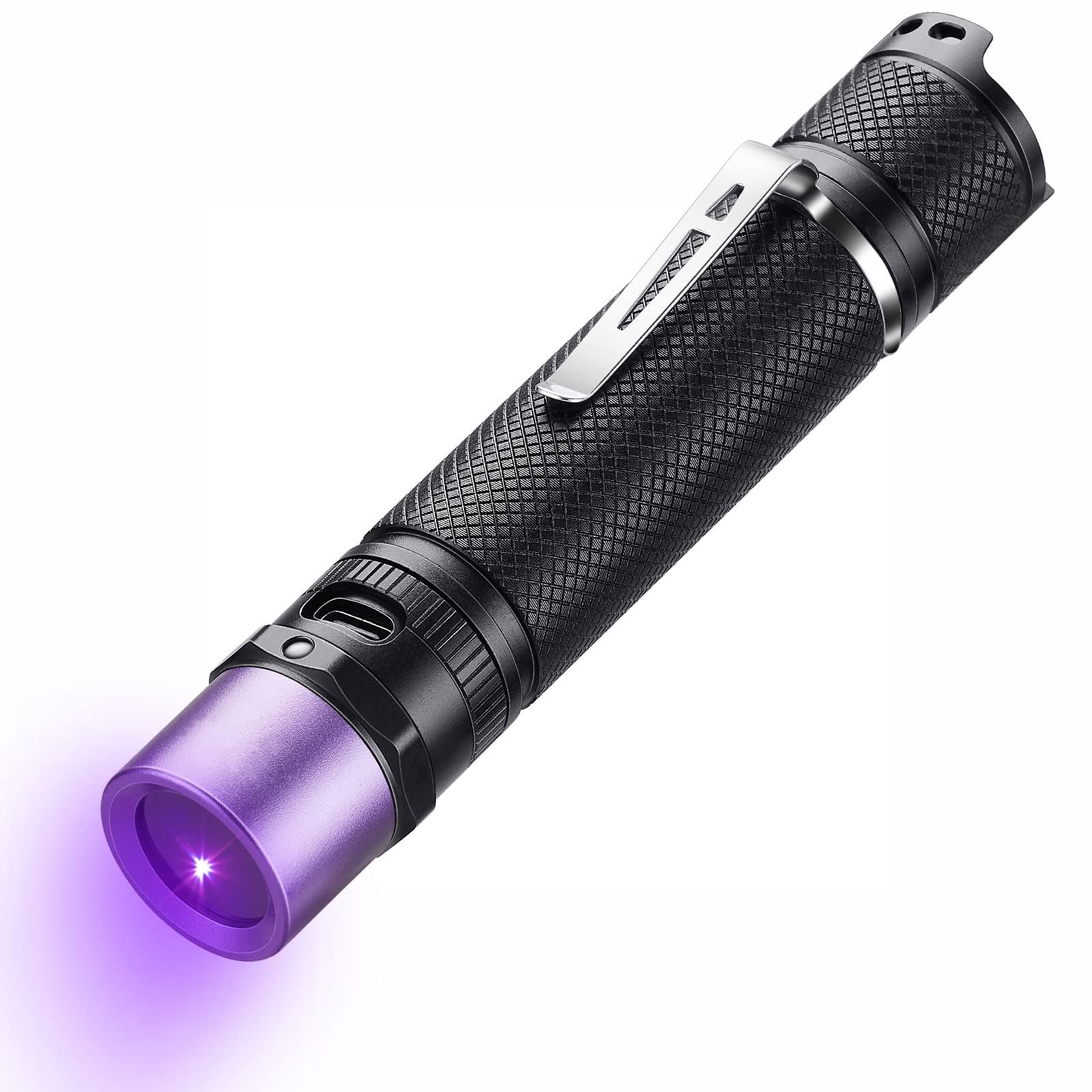 GING UV FLASHLIGHTUV304 365nm Blacklight LED high Power USB Type*C Charging Port Identification Handheld Black Light UV Torch for Glue,Pet Urine, Counterfeit Money, Resin…(UV304D)