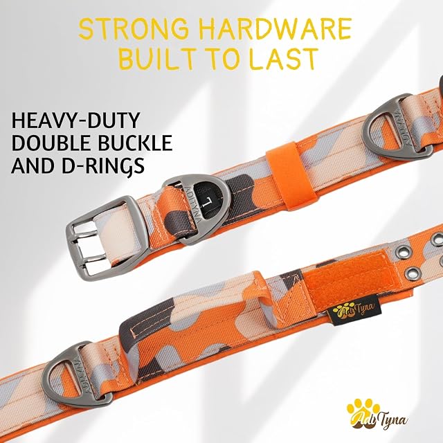 Foto 4 de 8 de ADITYNA - Collar de perro resistente con asa - Collar de perro naranja camuflaje para perros grandes