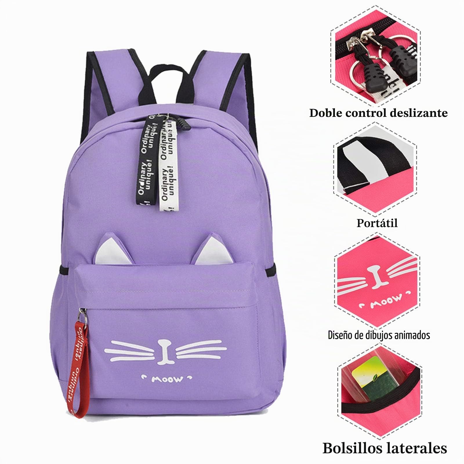 FANDARE Mochila Adolescente Casual Paño Oxford Duradera para Escuela y Viajes Púrpura