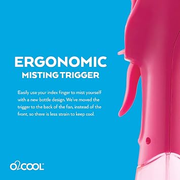 O2COOL Elite Handheld Misting Fan Battery Powered 2-Pack Raspberry