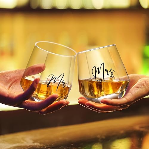 Miniatura 5 de Copas de vino Mr and Mrs Regalos de boda para novia y novio - Regalos para despedida de soltera, compromiso, boda y aniversario de matrimonio, para