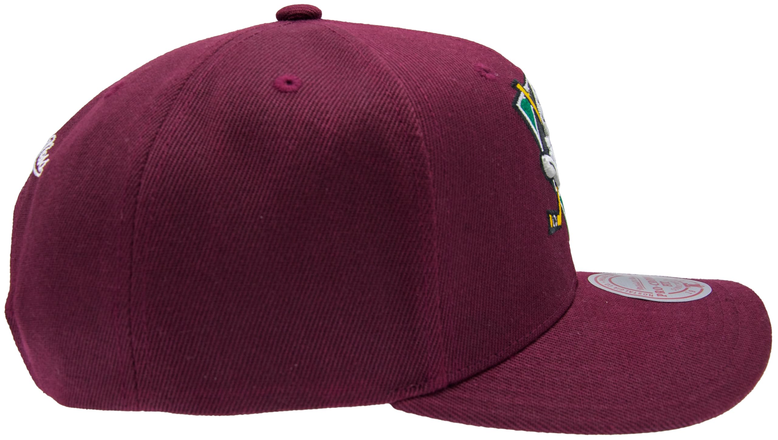 Mitchell & Ness NHL Team Ground 2.0 Pro Gorra de béisbol – Anaheim Ducks, Borgoña, cierre posterior ajustable (tamaño ajustable)