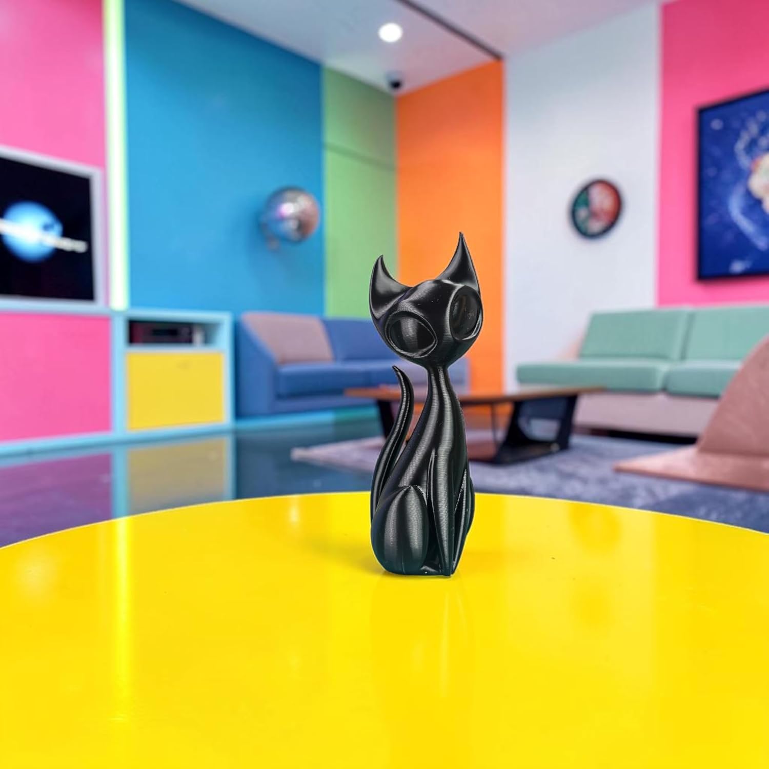 Miniature Atomic Cat Sculpture, Black image 2