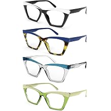 Oversized Reading Glasses Women Ladies Blue Light Blocking Wide Large Computer Readers 4 Pack Anti Eyestrain/UV/Glare