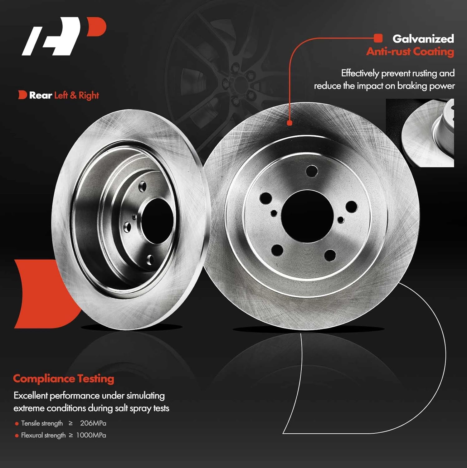 A-Premium Front Vented and Rear Solid Disc Brake Rotors + Ceramic Pads Kit Compatible with Select Subaru Models - Forester 2003, Impreza 2003, 12-PC Set