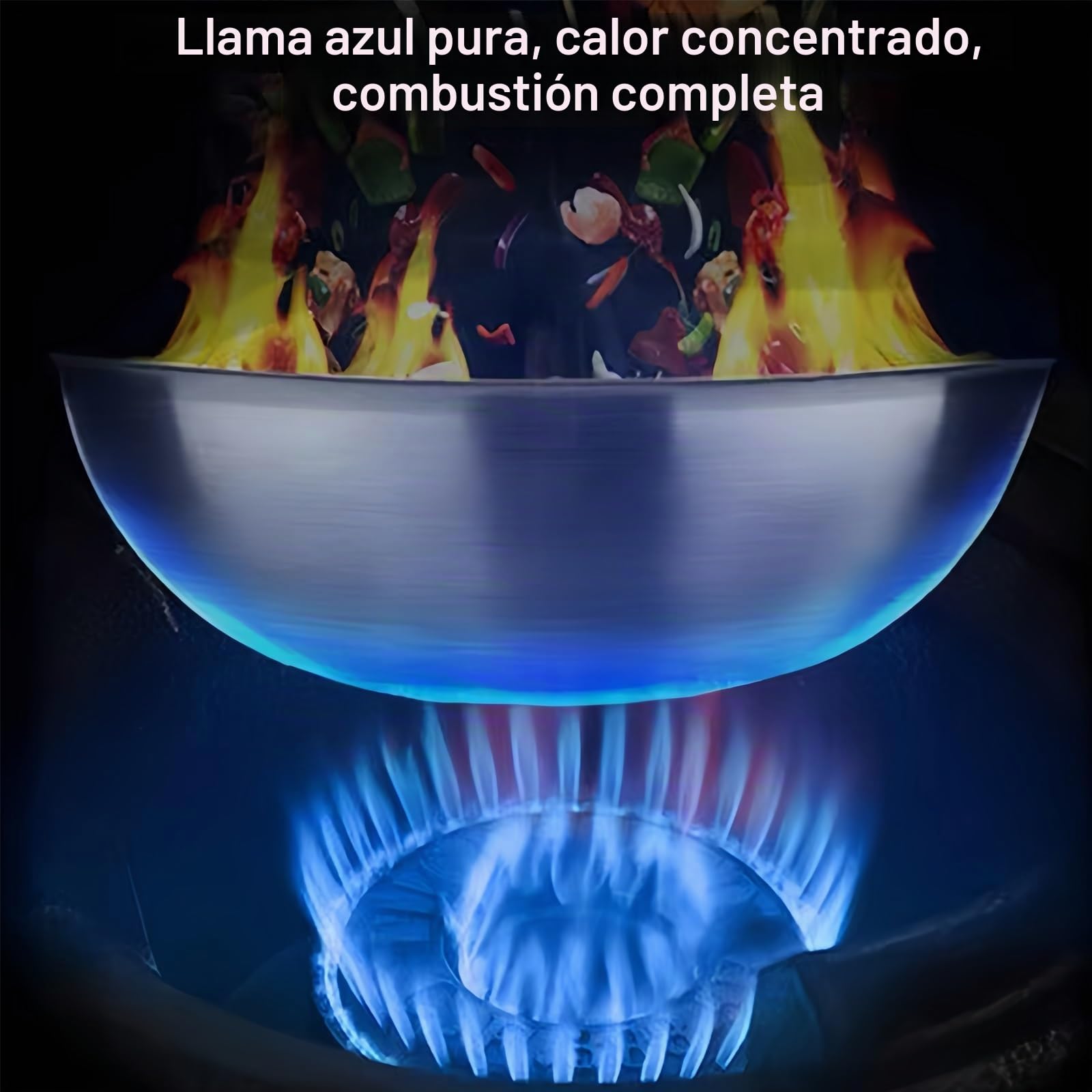 Hornillo Gas Butano, Presión Alta Cocina de Gas Butano con Encendido Automático, Potencia Ajustable, Quemador Individual de Hierro Fundido, Ideal para Cocinar en Wok(34cm)