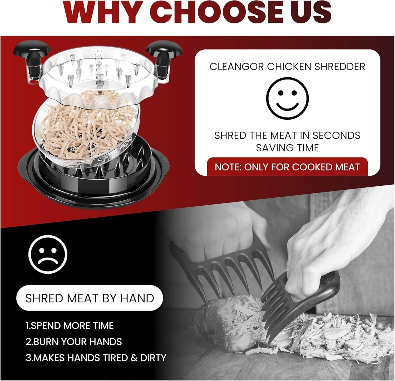 Large Chicken Shredder Tool Twist BPA Free 10.5" Meat Shredder