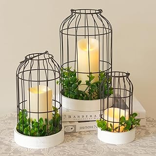 DECORKEY Rustic Farmhouse Lantern Decor Set of 3 Lanterns Decorative Ind...