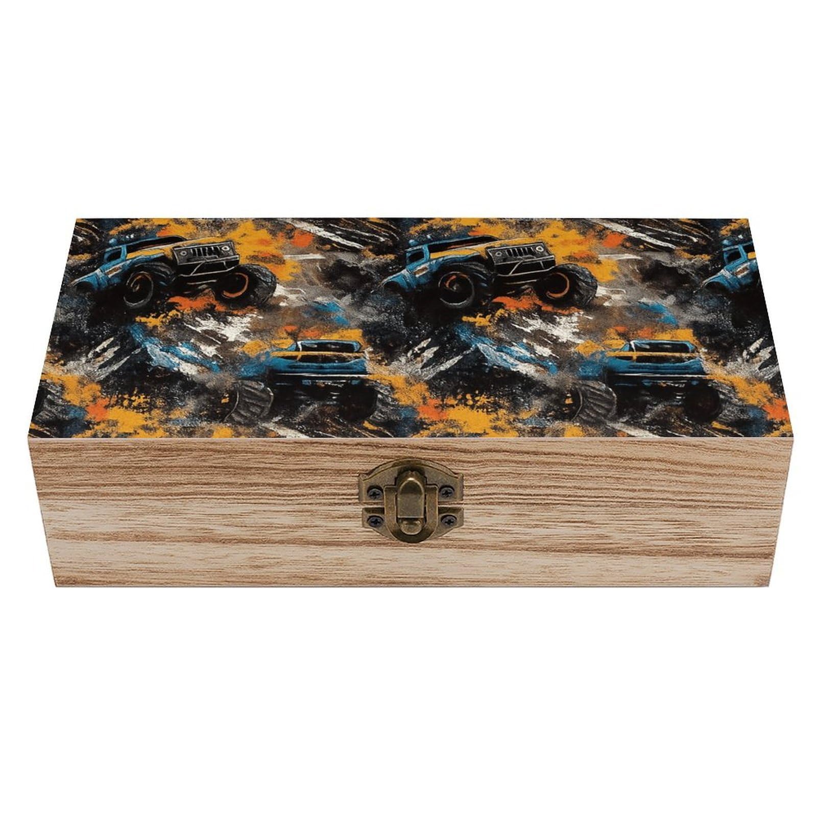 SMAZDFXX Graffiti Truck Wooden Storage Box Multipurpose Decorative Box for Jewelry Photo Home Decor