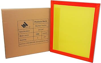 20 x 24 Inch Pre-Stretched Aluminum Silk Screen Printing Frames with 200 Yellow Mesh 2 Pack Screens