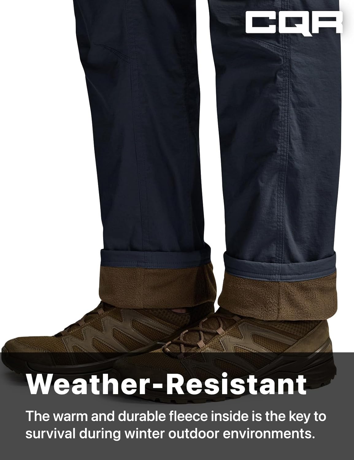 CQR Men's Winter Fleece Lined Pants, Water-Resistant Outdoor Stretch Work Pants, Windproof Casual Pants with Pockets - Image 5