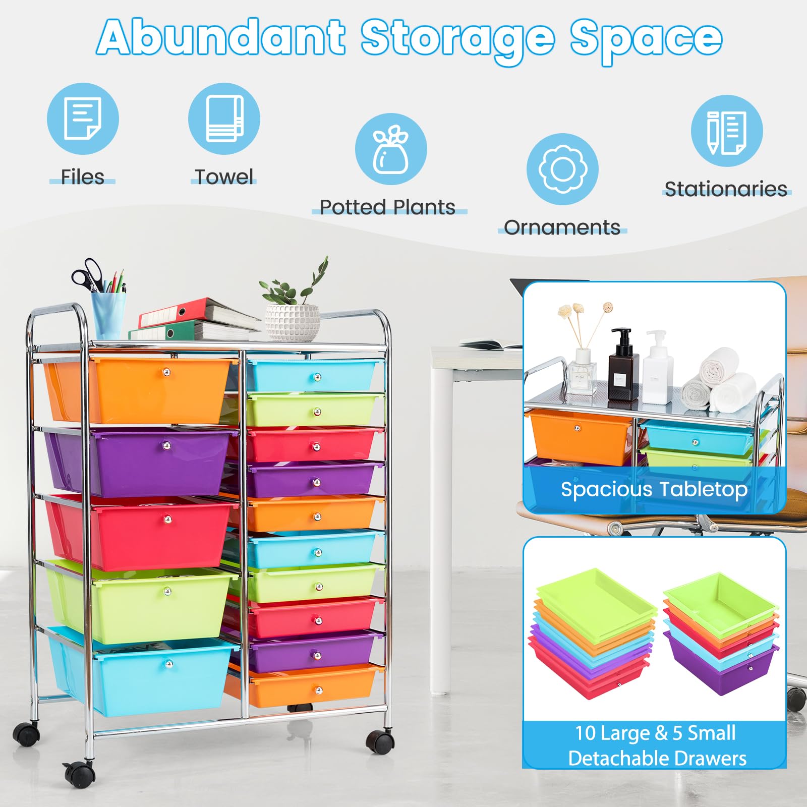 Amazon.com: DREAMADE Rolling Cart with 15 Drawers, Rolling Drawer