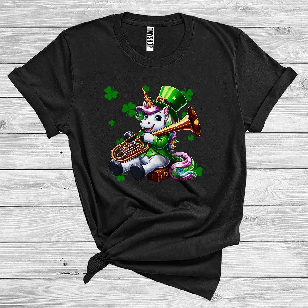 Cute Unicorn Playing Bassoon, Adorable St. Patrick's Day Shamrock Unicorn Lover, Bassoon Team Player Unisex T-Shirt