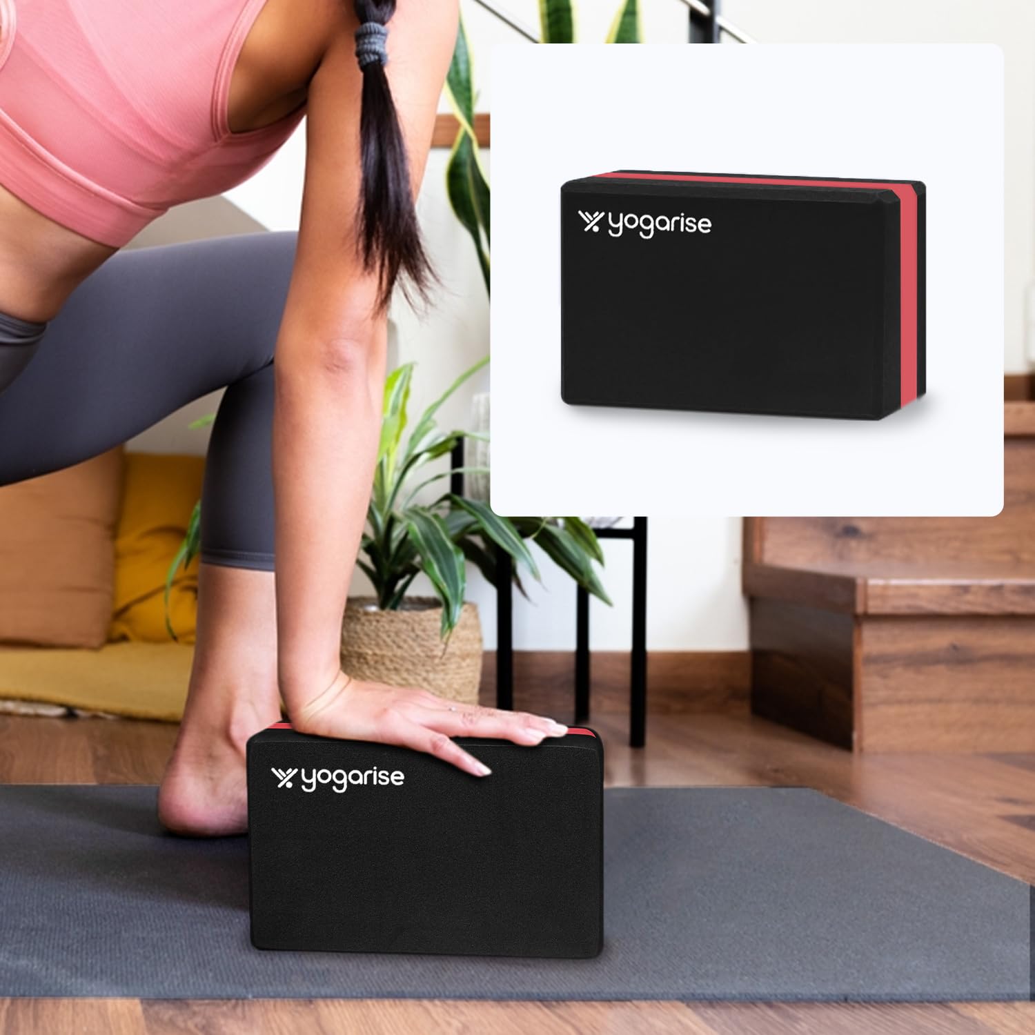 Yogarise Yoga Blocks for Yoga Practice, Exercise Blocks, Anti-slip Grip, High-Density EVA Foam, Round Edges For Comfortable Grip, Extra Large Size (Black and Red, Pack of 1) (B0CJC18BSB) Amazon Price History, Amazon Price Tracker