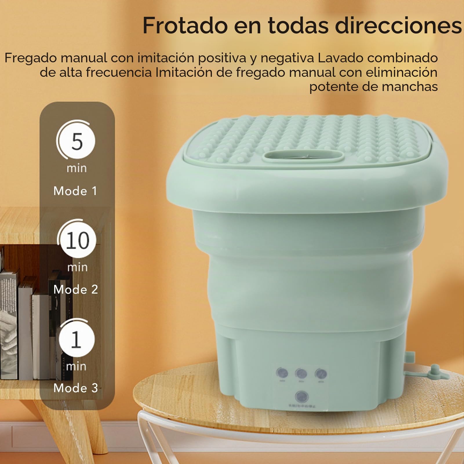 Lavadora Portátil, Mini Lavadora Plegable para Ropa de bebé, Ropa Interior, Artículos Pequeños, Apartamento, Lavandería, Camping, RV, Viajes, Ligera y Fácil de Llevar (Verde)