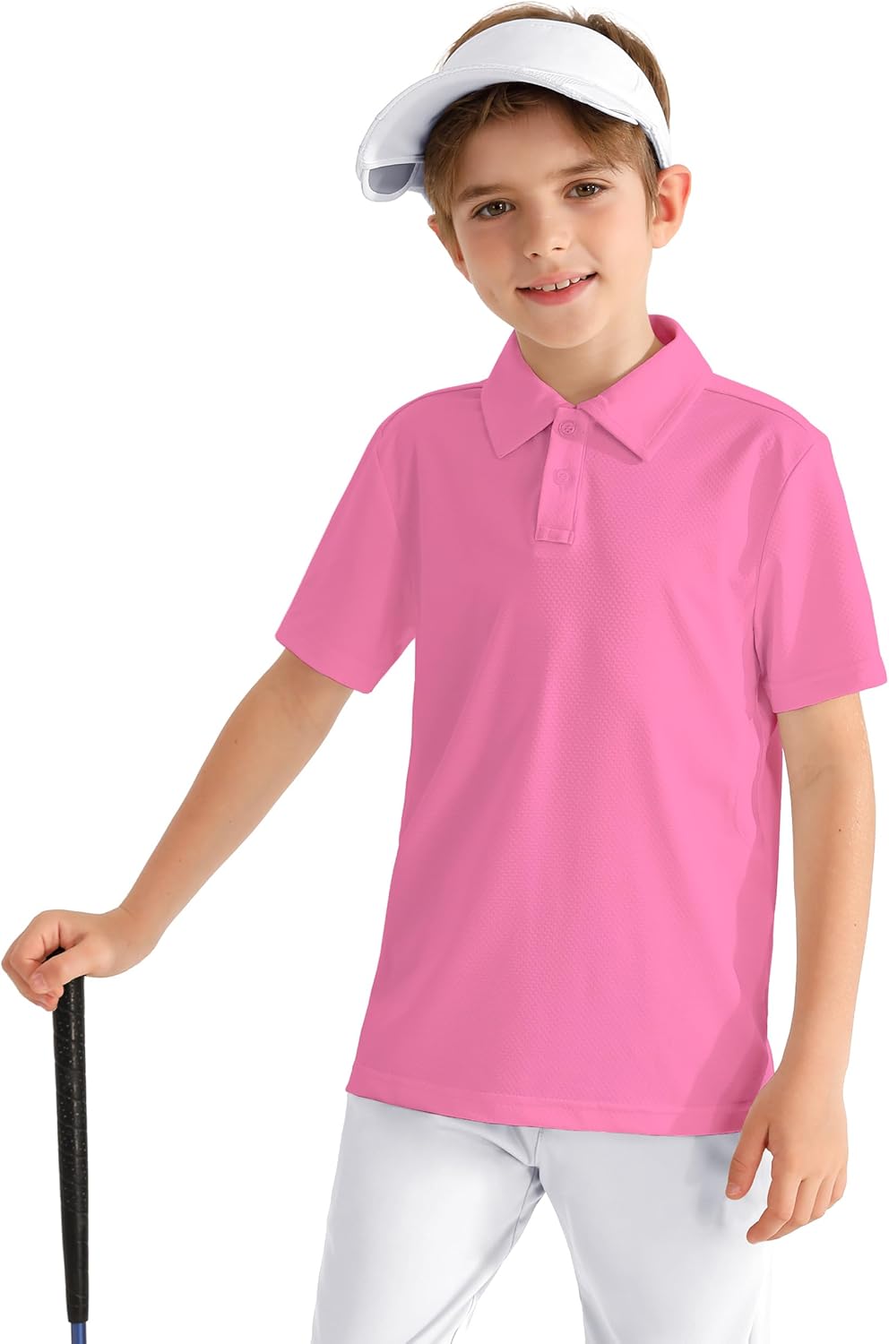 Boys' Performance Polo Shirt - Golf Grid Short Sleeve Collar Shirts Youth Stretch Q...