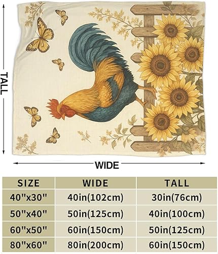 Miniatura 4 de Manta de pollo, manta de gallo, suave, cálida y acogedora felpa de pollo, ropa de cama de pollo, manta de gallos de animales de granja, regalos para