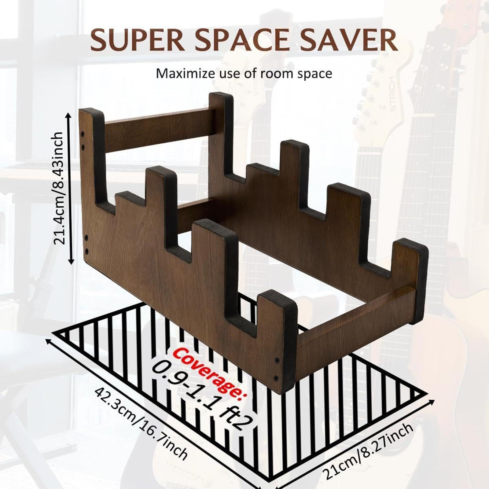 Holzständer für E Gitarren, Instrumentenhalter, Leichte Bassständer, Bodengitarrenständer für Heimauftritte, M
