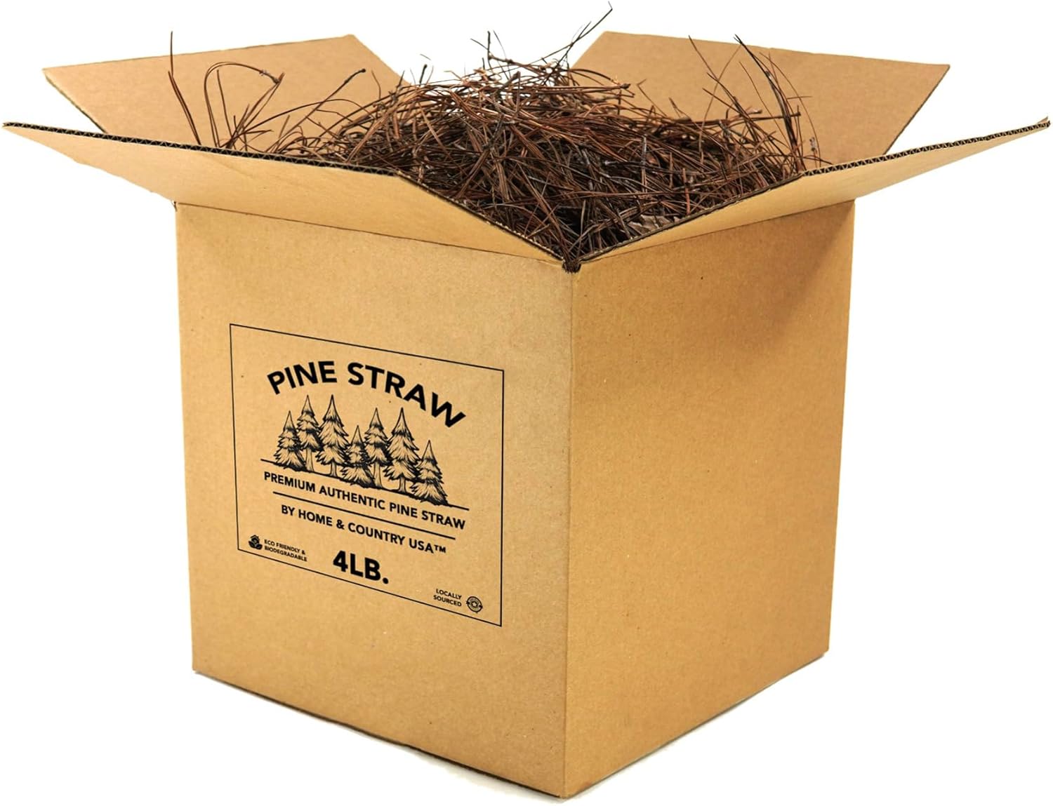 Premium 4 Pound Pine Straw Mulch for Landscaping, Organic Material Made from Authentic Pine Needles Ideal for Gardening, Soil Moisture Retention.