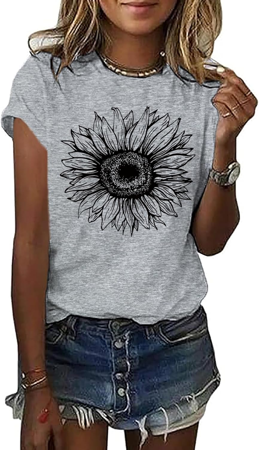 BLACKOO Women Cute Sunflower Graphic Tee Shirts