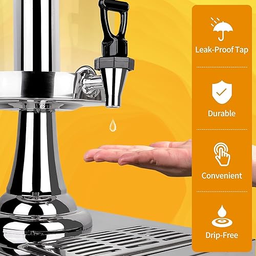 Miniatura 4 de Dispensador de bebidas con soporte, dispensador de bebidas para fiesta, dispensador de tarro de agua de acero inoxidable con recipiente de hielo,