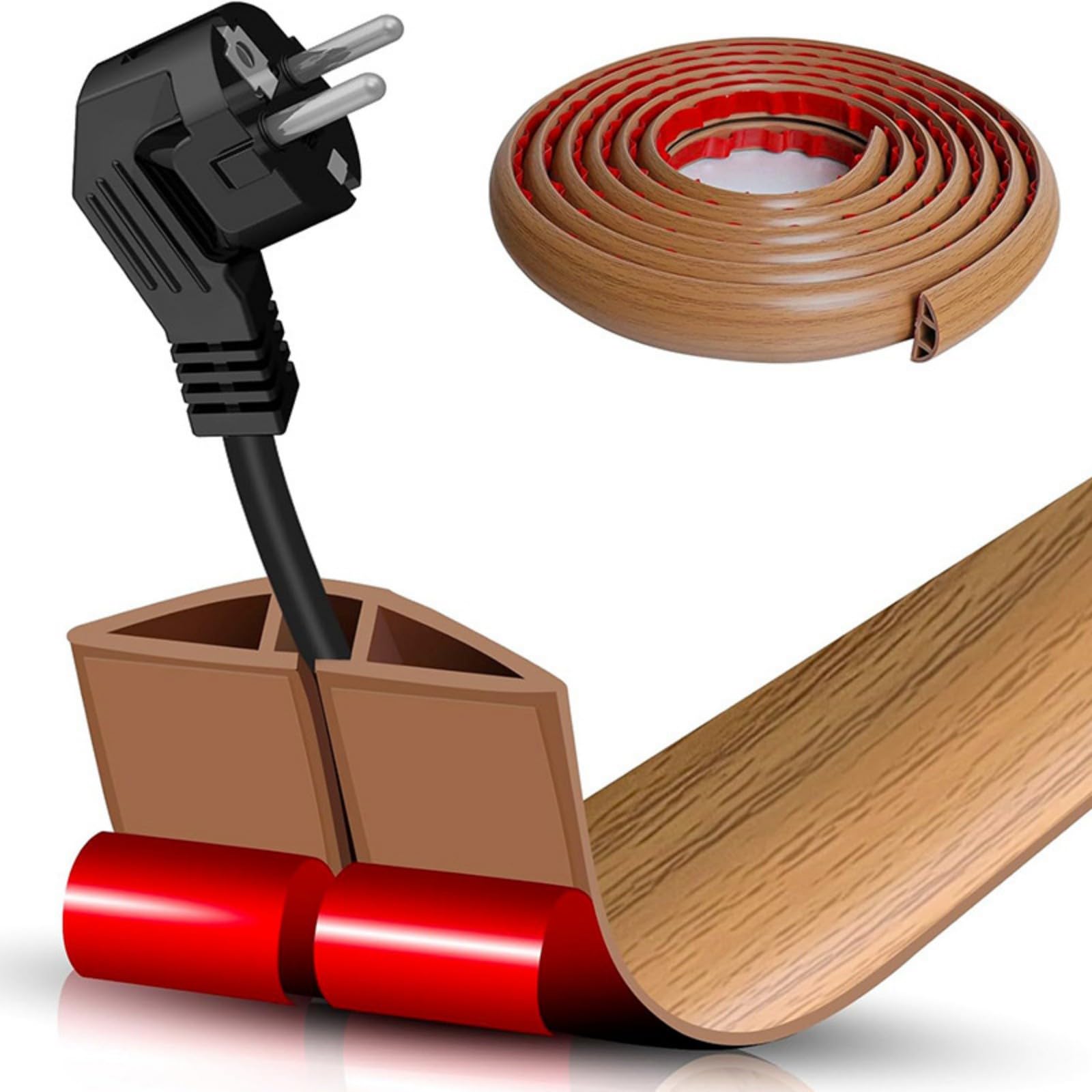Uqezagpa Easy Installation Cable Hider Strips Floor Wire Cover for Wall Flame Retardant Flexible Cord Management Systems Wall Cable Management