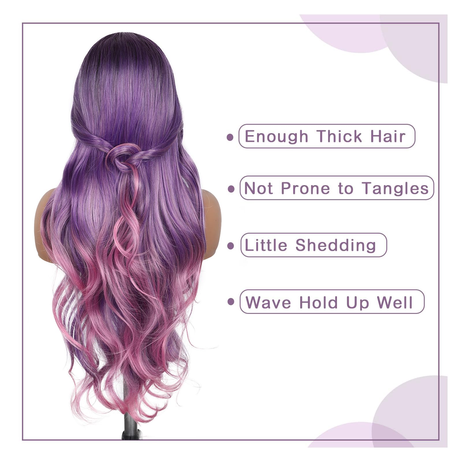 Ombre Pink Purple Beauty Wig!! testar Long Ombre Pink Black Wigs For Black Women Straight  main image 3