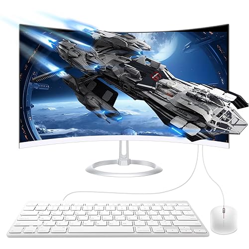 24" All-in-One Desktop Computer PC, FHD Curved Display Monitor N5095 Quad-Core Processor, 8GB RAM, 512GB SSD, Dual-Band Wi-Fi, Bluetooth, 4 USB, HDMI, VGA, Keyboard & Mouse (N5095/8GB/512GB)
