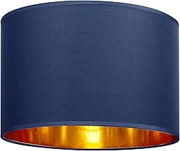 GIGGI Fabric Lamp Shades with Golden Inner Light Shade Ceiling – Modern Lampshades for Ceiling Lights, Lamp Shades for Table Lamps, Floor Lamps, Living Room, Bedroom, Home Décor (Blue, 8")