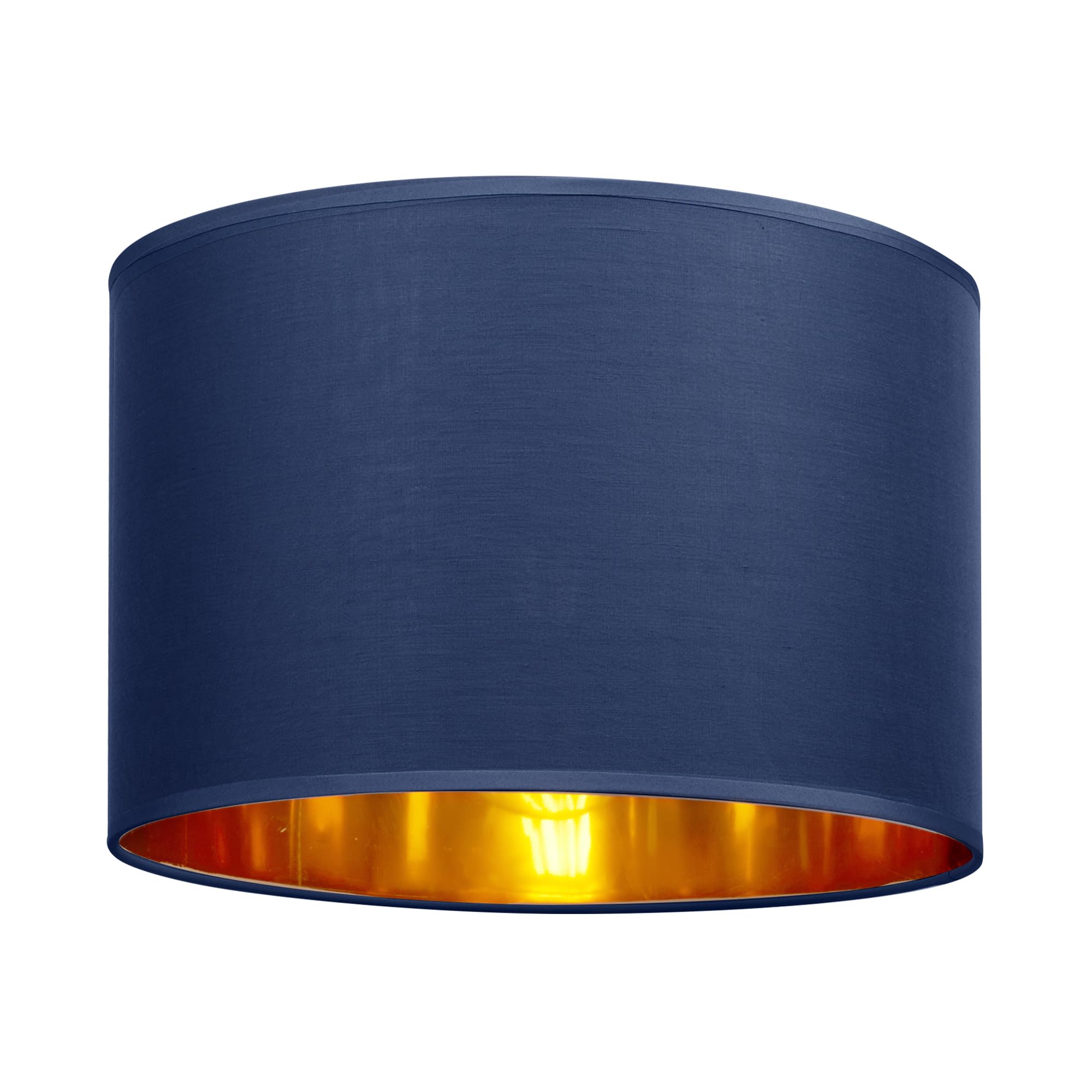 Giggi Blue Fabric Lamp Shades With Golden Inner Light Shade Ceiling – Modern Lampshades For Ceiling Lights, Lamp Shades For Table Lamps, Floor Lamps, Living Room, Bedroom, Home Décor (, 12")