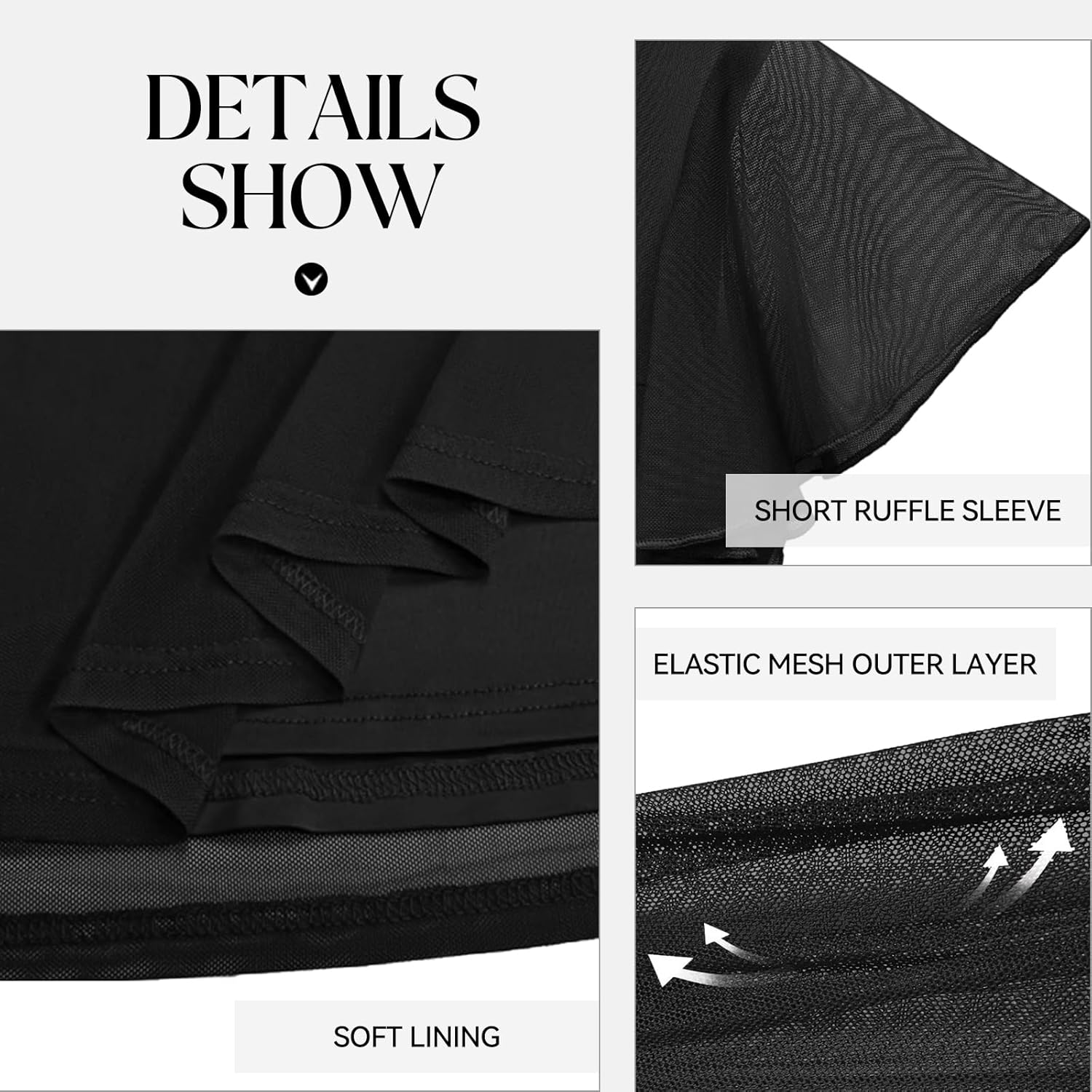 WANGZHI Womens Short Ruffle Sleeve Mesh Tunic Casual Crew Neck Pleated Tops Loose Flowy Blouse Summer Shirt 2025 - Image 4