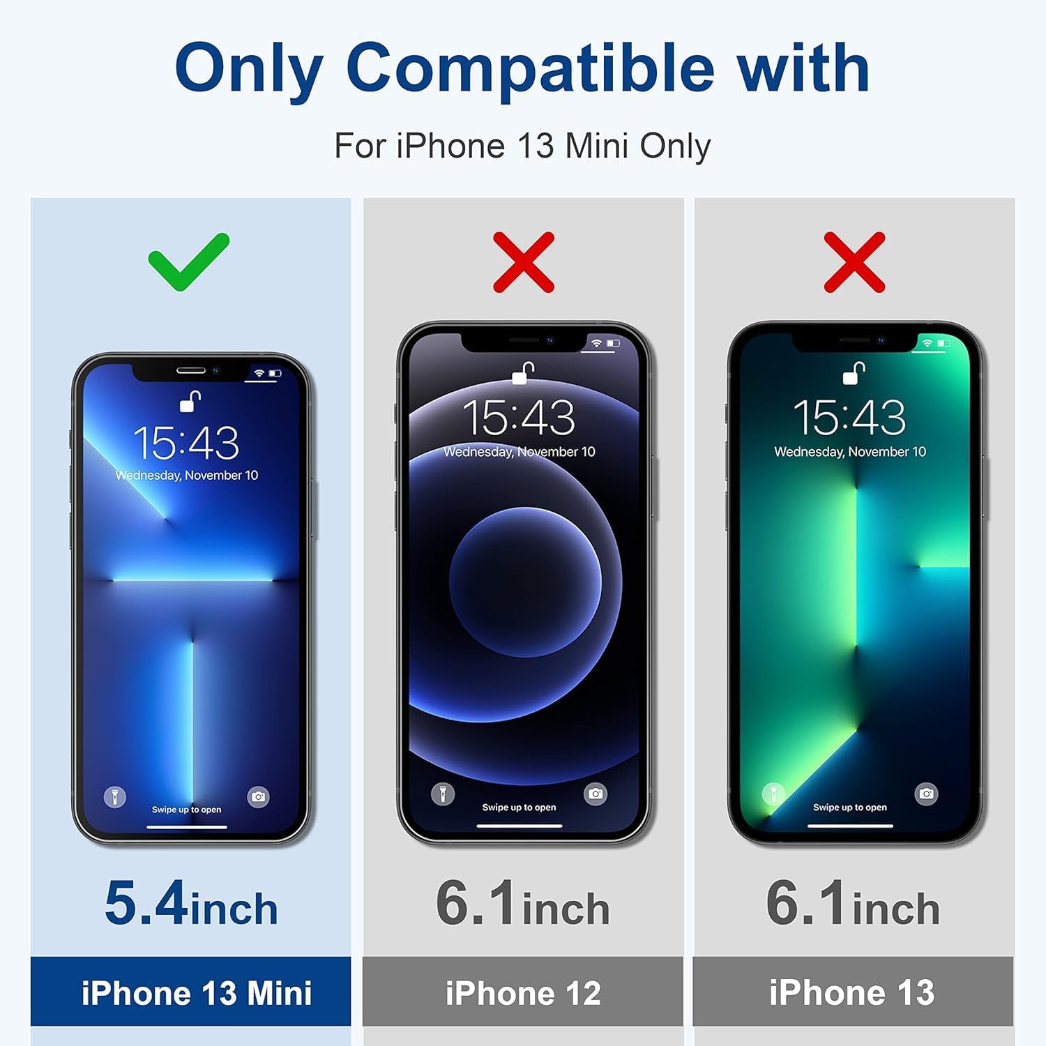 ImpactStrong 3-Pack Shatterproof Tempered Glass Screen Protector for iPhone 13 Mini [Easy Installation Frame] [Bubble Free] [9H Hardness] [Full Coverage] Case Friendly, 5.4 Inch image 2