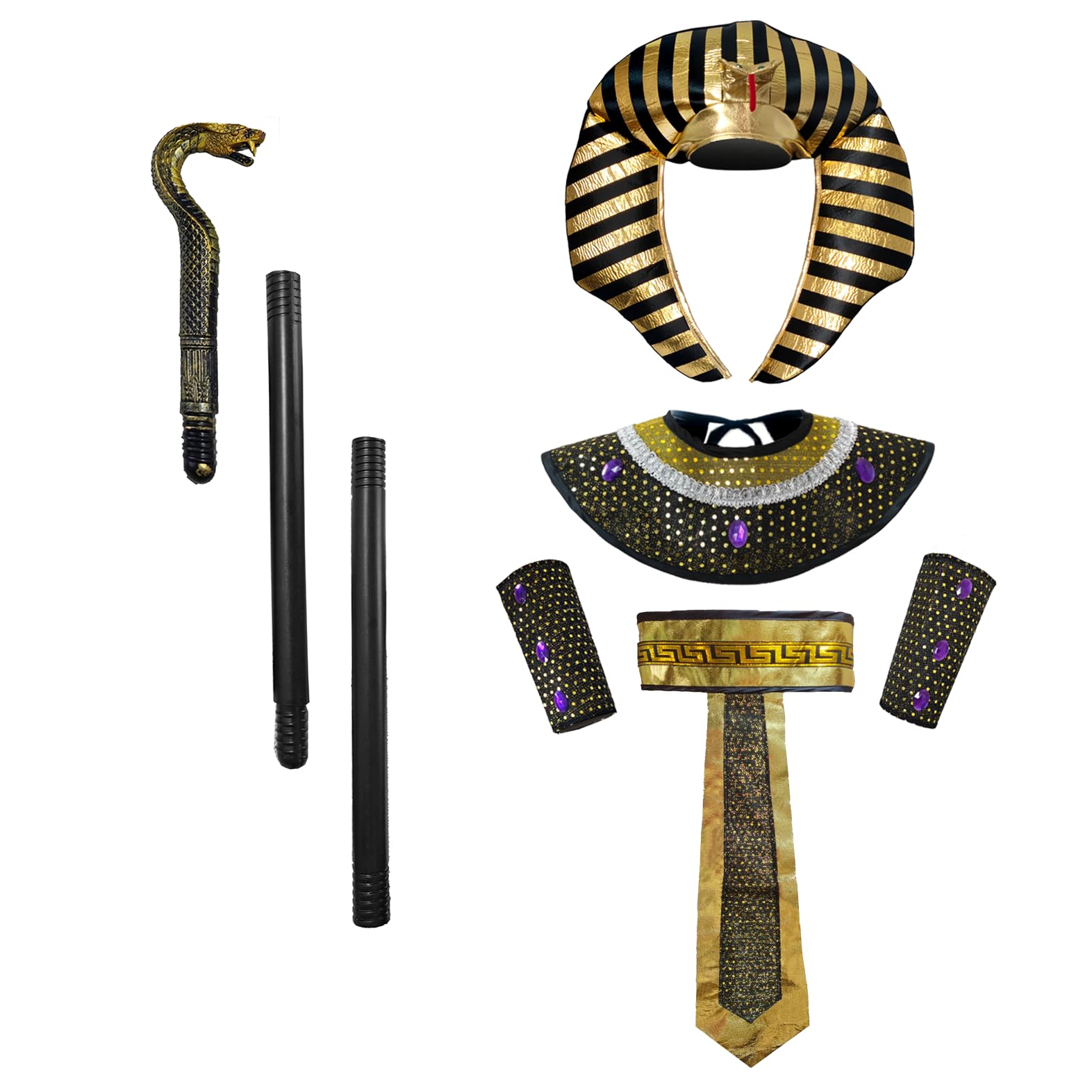 Egyptian Costume Set Men's Egypt Costumes Accessories Ancient Pharaoh King Outfit Halloween Cosplay Dress Up