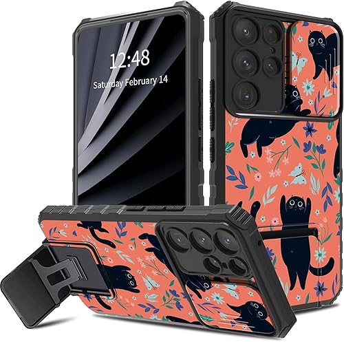 Funda de teléfono para Samsung Galaxy S23 Ultra con funda para cámara deslizante, doble capa a prueba de golpes, TPU para hombres y mujeres, con