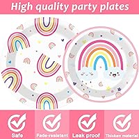 Vista 3 de 96 platos de fiesta de arco iris, servilletas para fiestas temáticas de arco iris, platos de papel desechables, servilletas de papel desechables