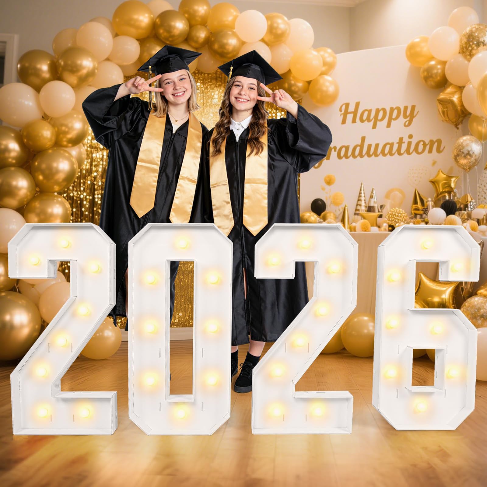 3.3FT 2026 Graduation Decor, Large PRE-CUT 2026 Marquee Numbers Kit - Mosaic Foam Board Sign, Class of 2026 Congrats Party Supplies for Kindergarten Preschool High School College,100cm/40in