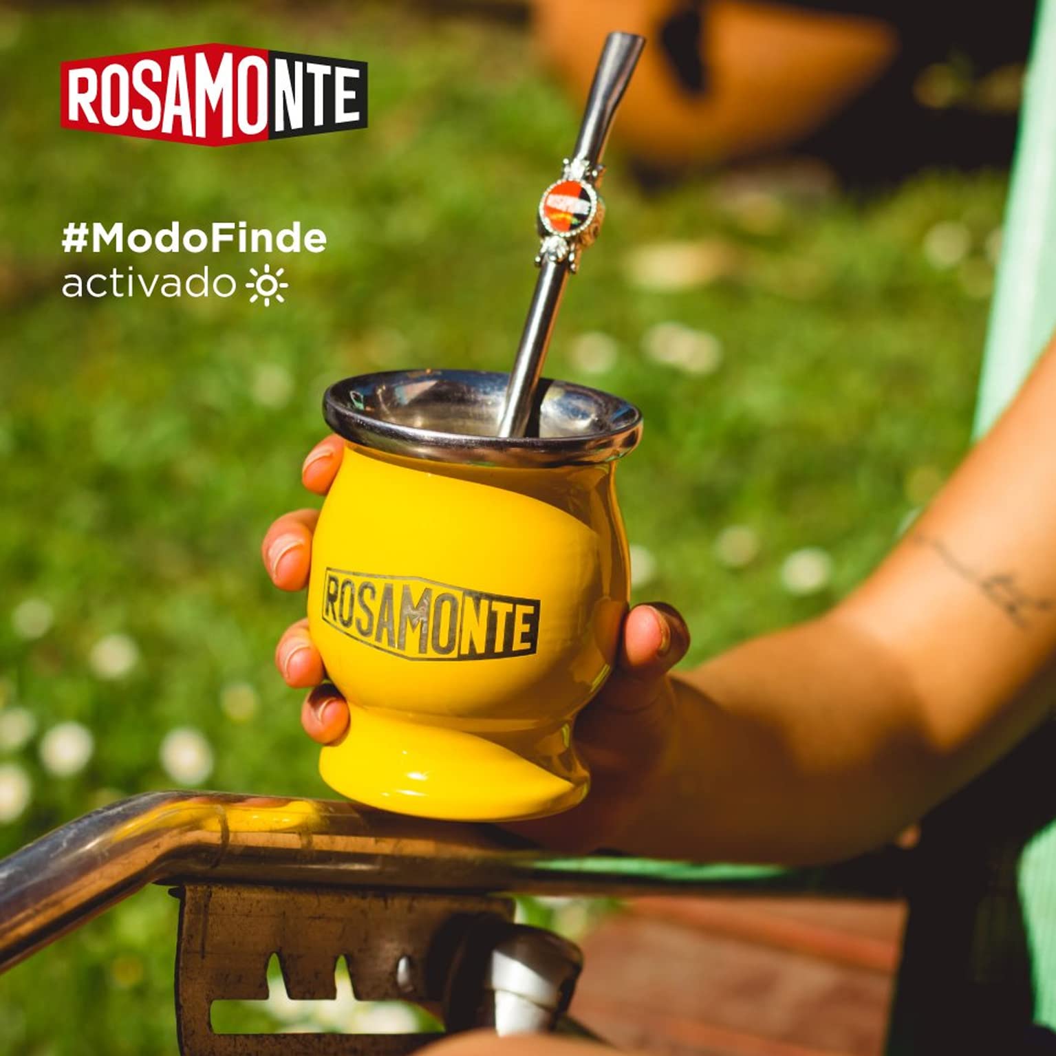 Yerba Mate Rosamonte Traditional 1 kg stal szlachetna Mate Tee: kubek matowy żółty - wapian | słomka do herbaty mate - bombilla | szczotka do czyszczenia w zestawie