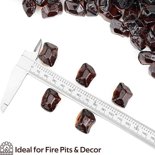 Miniatura 2 de Vidrio de fuego poligonal de 12 pulgada para chimenea, hoguera y paisajismo, 10 libras de alto brillo ámbar