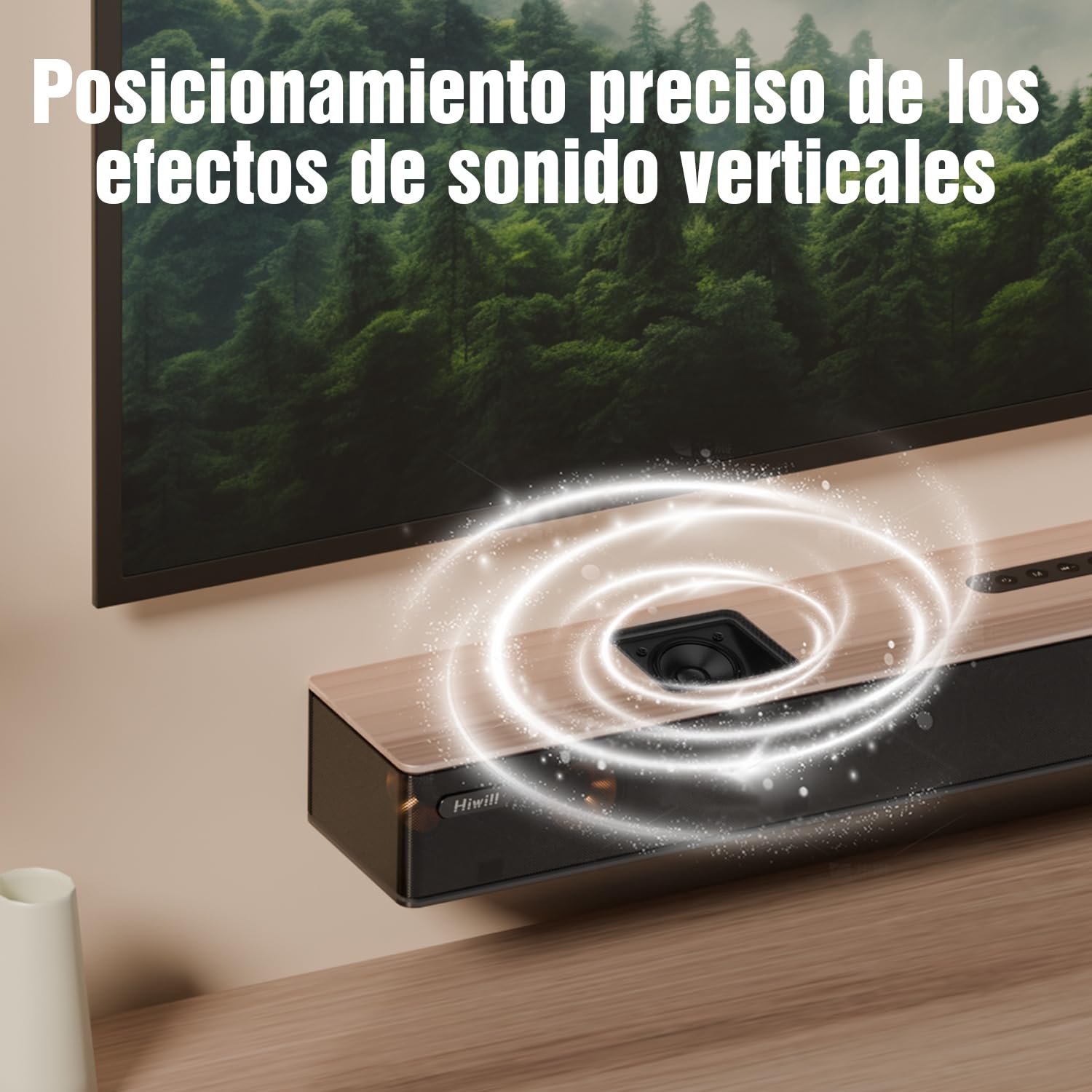 Hiwill Barra de Sonido Dolby Atmos 5.2.2ch de Madera, Barra de Sonido Todo en uno para Smart TV con Doble subwoofer Incorporado, Sistema de Sonido Envolvente de 400W para Altavoz de TV, WoNoble A502