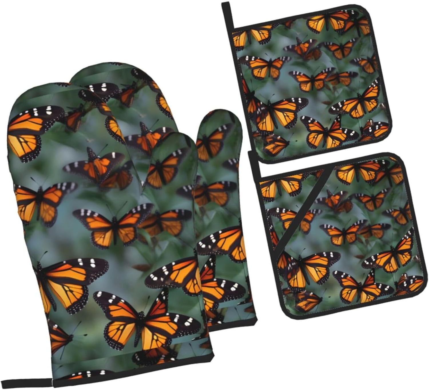 Monarch butterflies Kitchen baking four piece set, fit for cooking and baking, oven, microwave, and outdoor barbecue