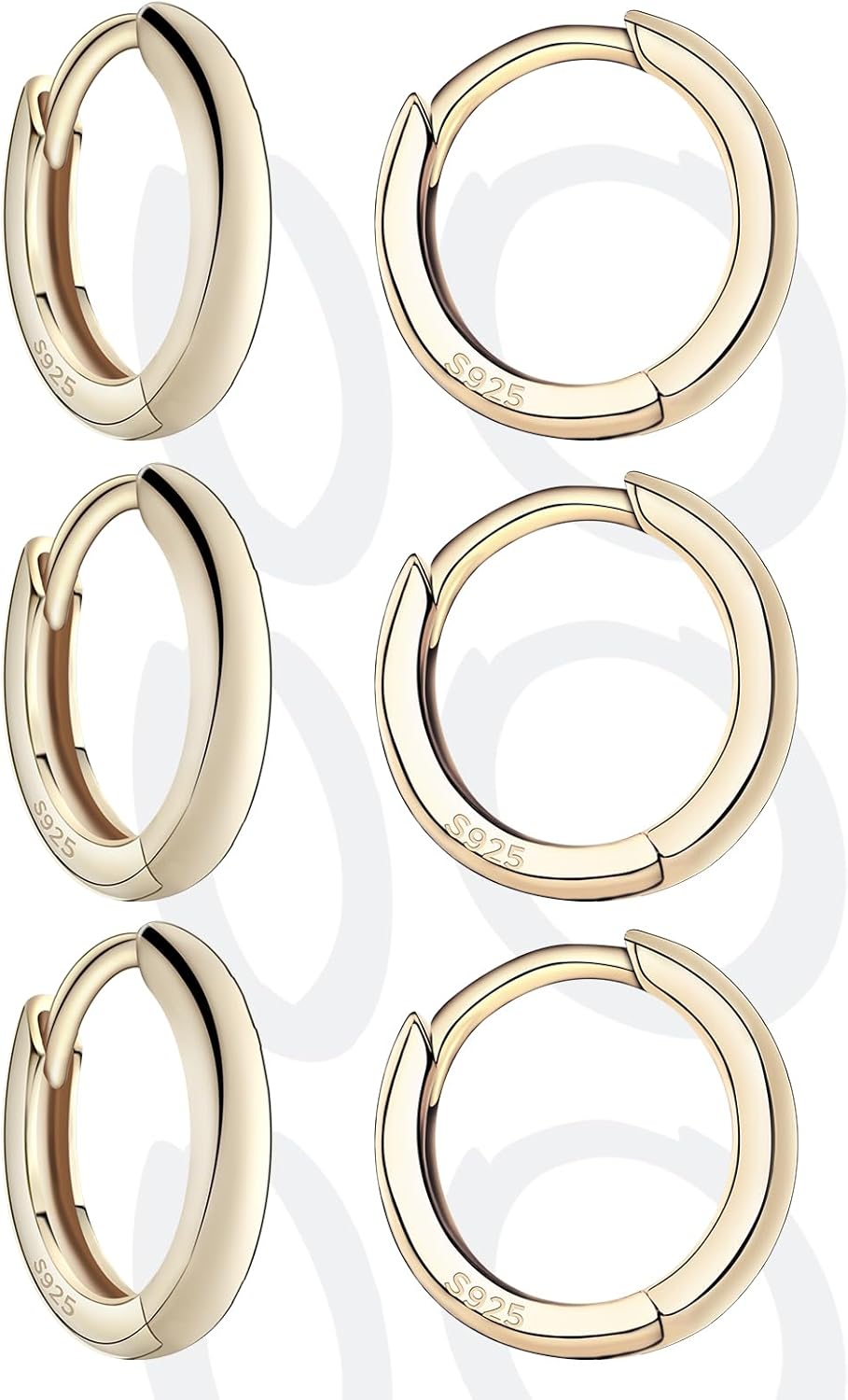 Sterling Silver Hoop Earrings for Women | 18K Gold Plated Lightweight Dainty Hoop Earrings | Hypoallergenic S925 Small Hoop Earrings for Huggie, Helix, Cartilage Piercings