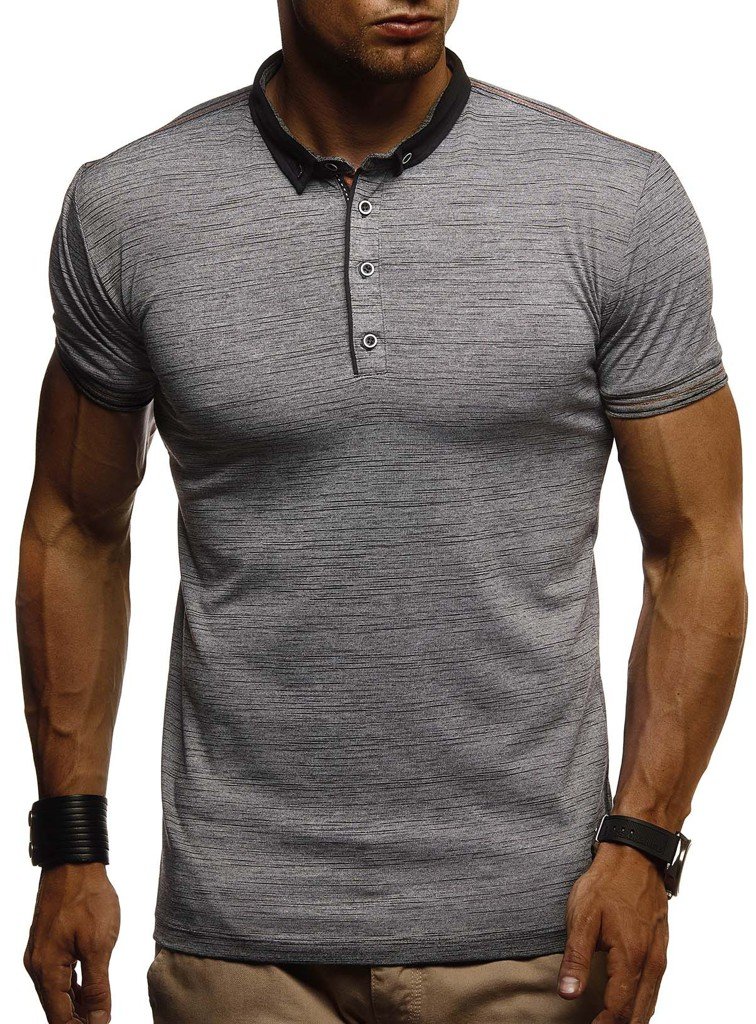 Leif Nelson Men’s Summer Polo Shirt with Collar - Slim-Fit, Cotton Blend, Basic Polo Shirt - Short-Sleeved Shirts in Various Colours - LN1310