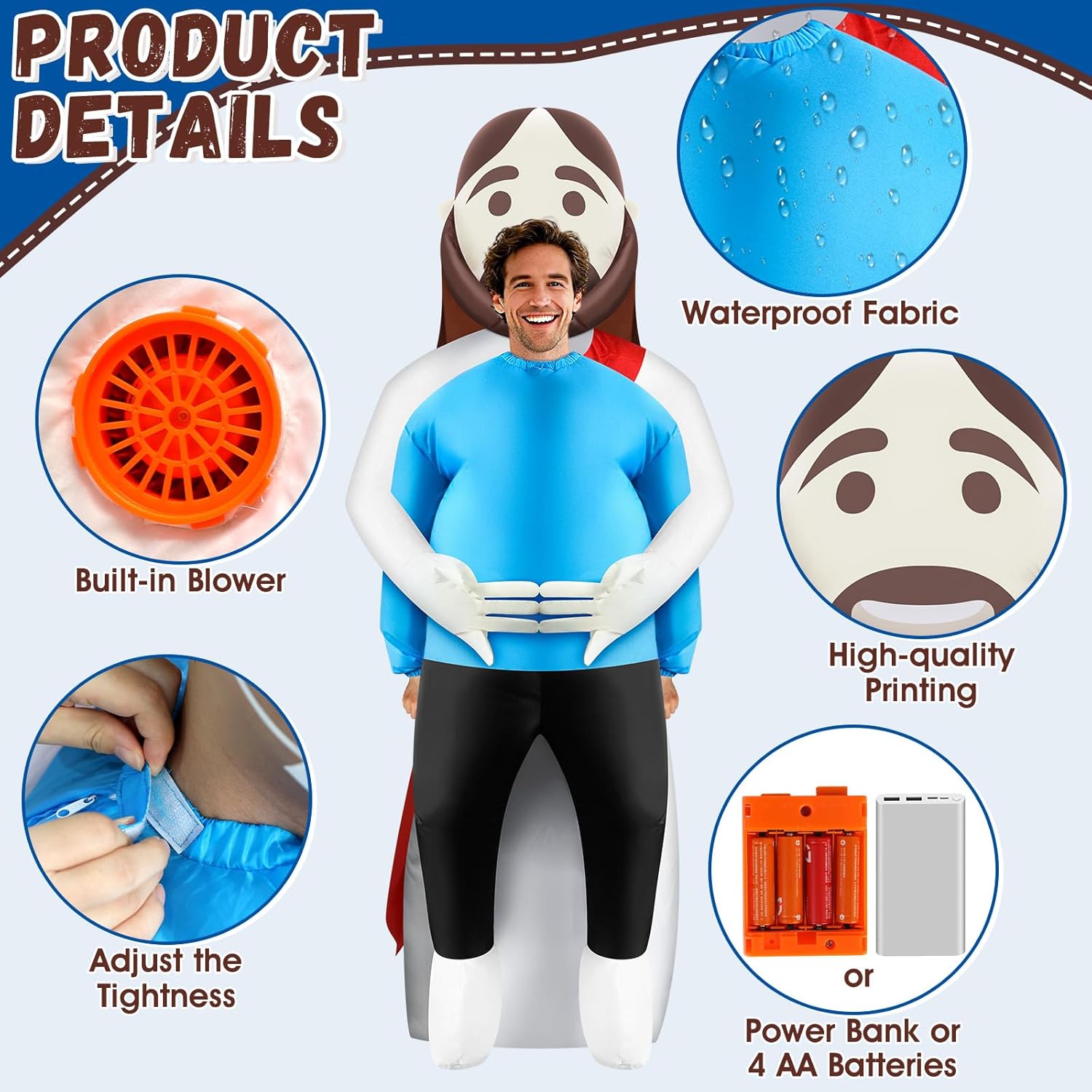 Eyourlife Easter Inflatable Jesus Costume for Adult Blow Up Cosplay Chris Suit Christian Gifts for Men Women Religious Events Inflatable Costumes - Image 4