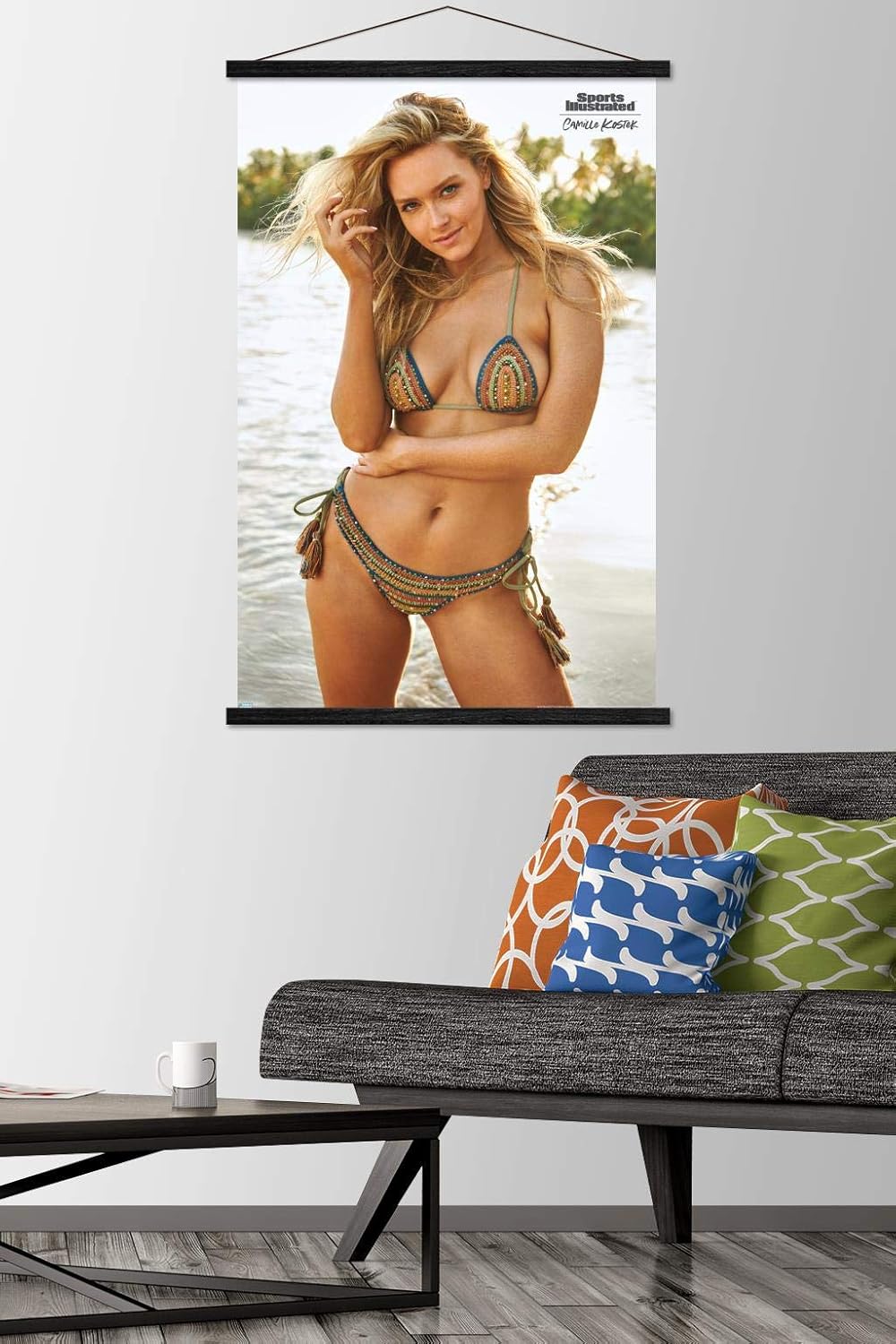 Trends International Sports Illustrated: Swimsuit Edition - Camille Kostek 20 Wall Poster, 22.375" x 34", Print and Black Hanger Bundle