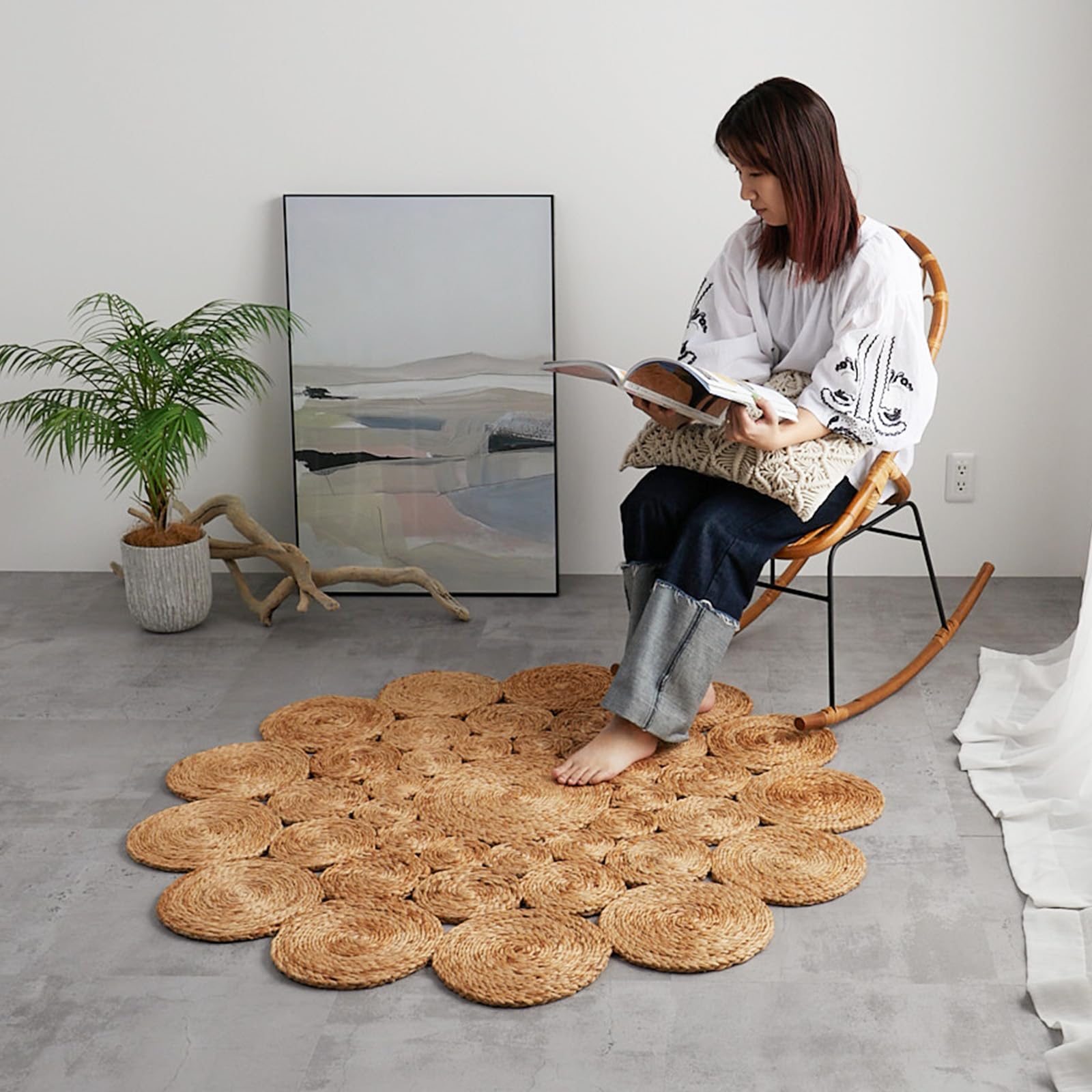 ジュートラグ　円形　花形 グラムスタイル ジュートラグ ラグ ラグマット 円形 180cm 円 円