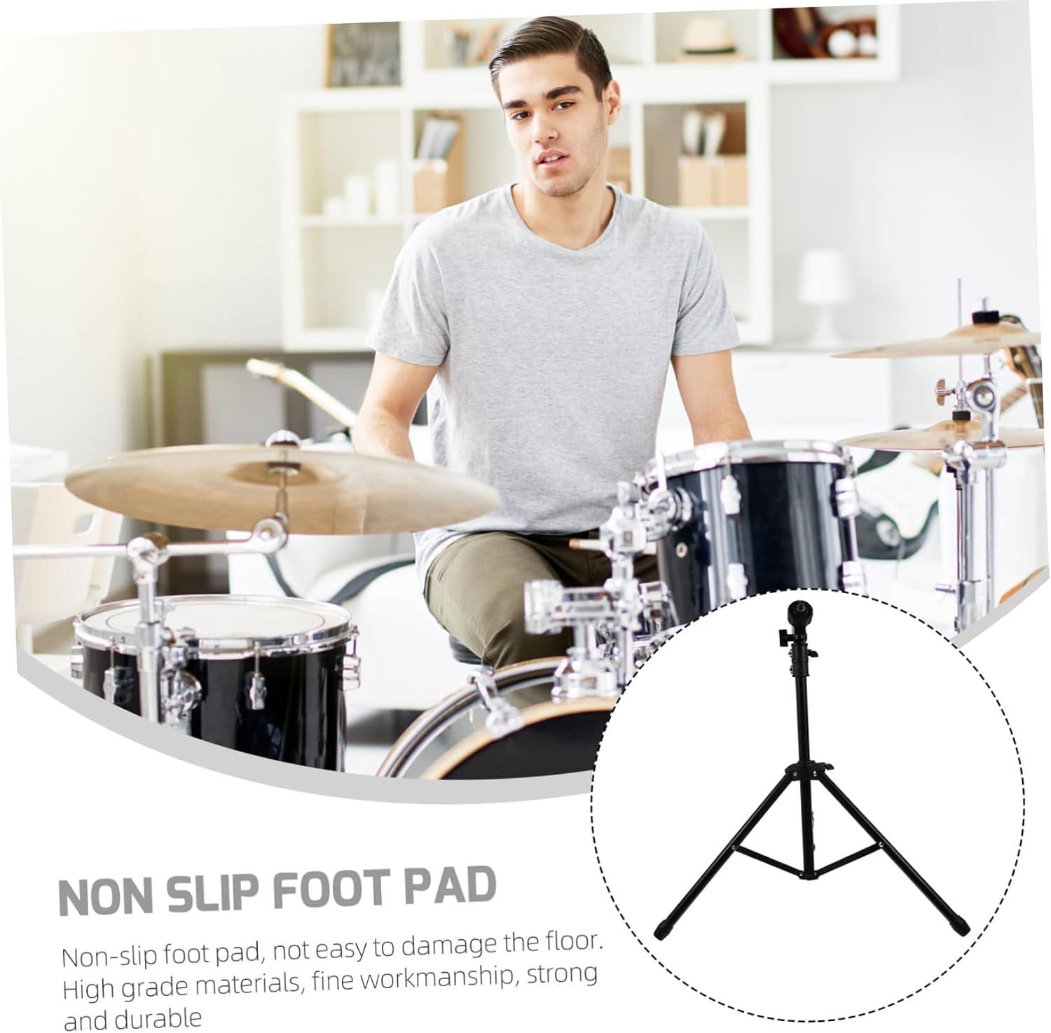 Levemolo Adjustable Height Tripod Dumb Drum Stand Practice Rack for Indoor Use Portable and Durable Snare Drum Holder for Beginners and Musicians